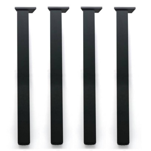 Set 4 picioare Aluminiu, patrate, 60x60x710mm, reglabile pe inaltime, negru