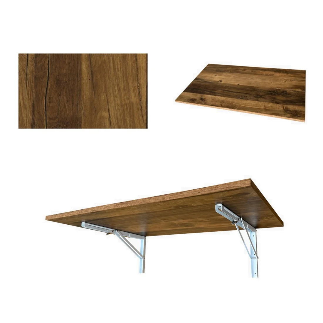 Masa pliabila de perete 90x50cm, stejar hunton inchis