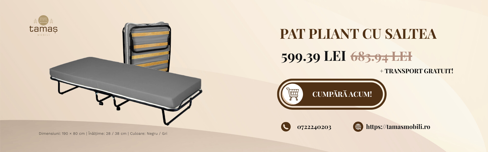 oferta pat pliant cu saltea